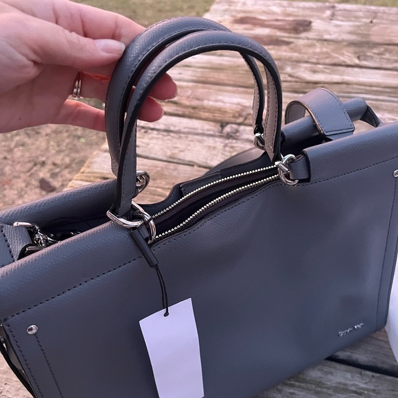 Calvin Klein NWT! Gray Satchel Handbag Purse with Dust-bag - Picture 5 of 16